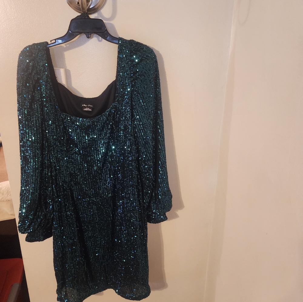 City Chic Teal Sequin Prom Dress